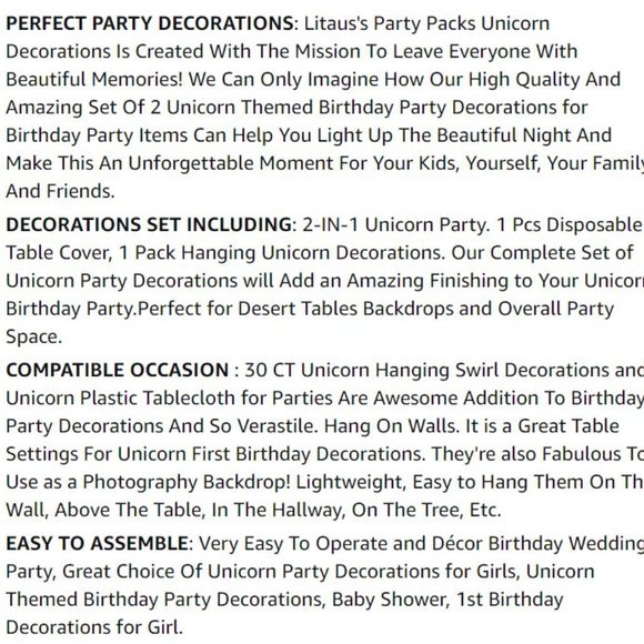 NEW Unicorn Party Decorations - Picture 7 of 7
